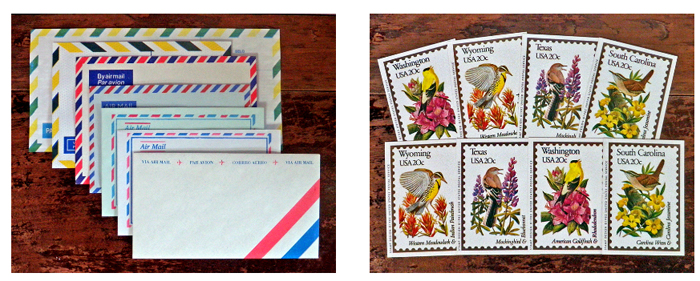 Vintageエアメール封筒、鳥切手コレクションカード【DAISY】アメリカ、USA、ビンテージ、ヴィンテージ、vintage、アンティーク、AIR MAIL