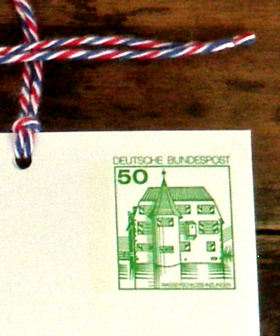 Vintage ポストカードタグ＆古切手セット【DAISY】Germany、ヴィンテージカード、アンティーク、風景、古城、グリーティングカード、英国切手、イギリス