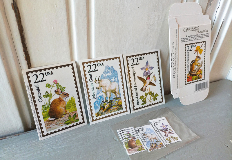 USA ヴィンテージ動物切手＆カード7点セットヴィンテージ、紙物、味紙