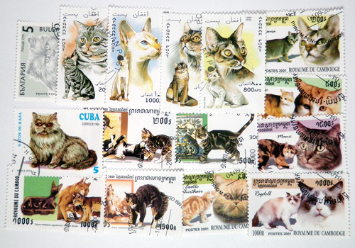 世界の古切手、Vintage、アンティーク、ビンテージ、ヴィンテージ、猫、ねこ、ネコ、CAT