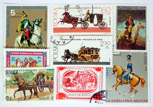 世界の古切手、ポーランド切手、POLAND、馬、馬車