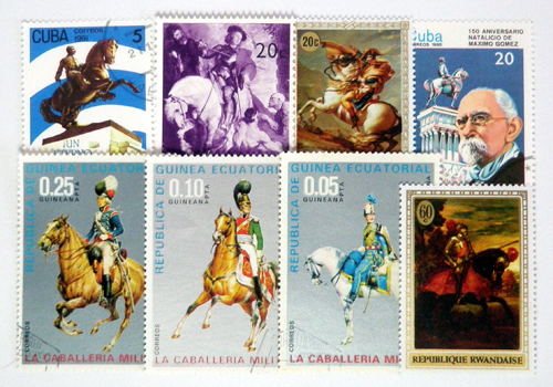 世界の古切手、cuba、馬、騎士