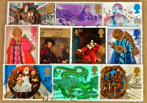 英国 Vintage 切手、イギリス、England、ビンテージ、古切手、ヴィンテージ、クリスマス、christmas、Xmas、天使