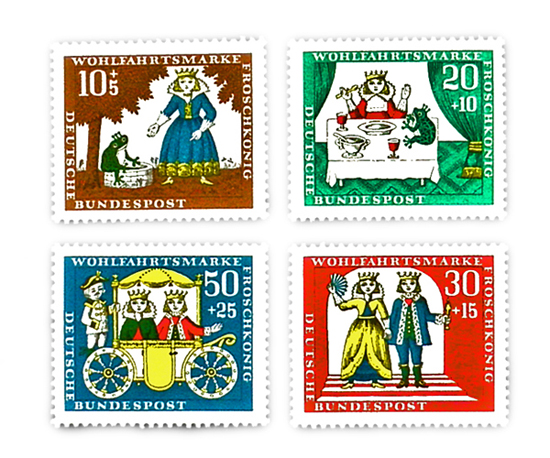ドイツ童話切手【DAISY】グリム童話、シンデレラ、古切手、ヴィンテージ、アンティーク、かえる王子、カエルの王様