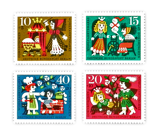 ドイツ童話切手【DAISY】グリム童話、シンデレラ、古切手、ヴィンテージ、アンティーク、いばら姫、眠り姫、眠れる森の美女